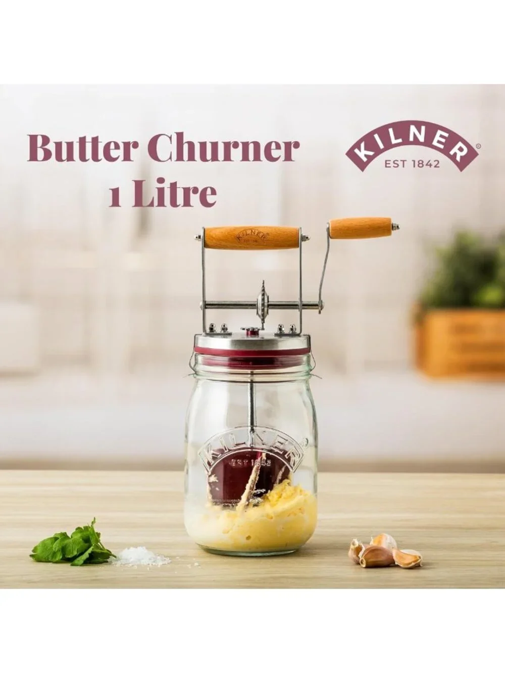 Vintage Glass Butter Churner - Make Homemade Butter in 10 Minutes, 34 oz